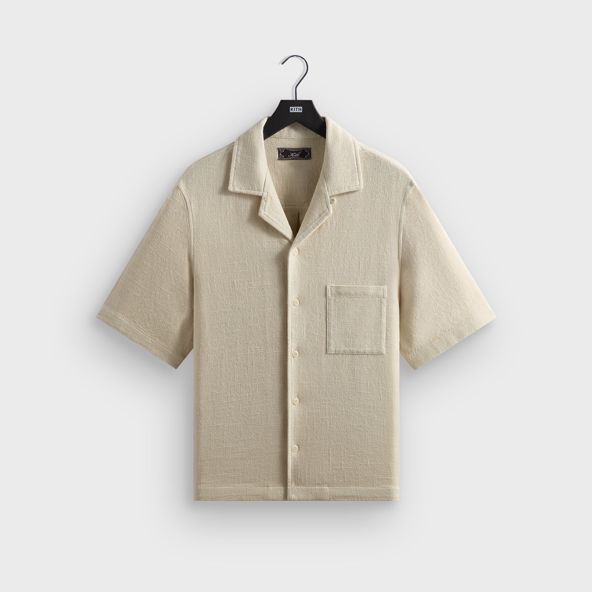 Kith Soft Woven Cropped Beckham Camp Collar Shirt - Waffle