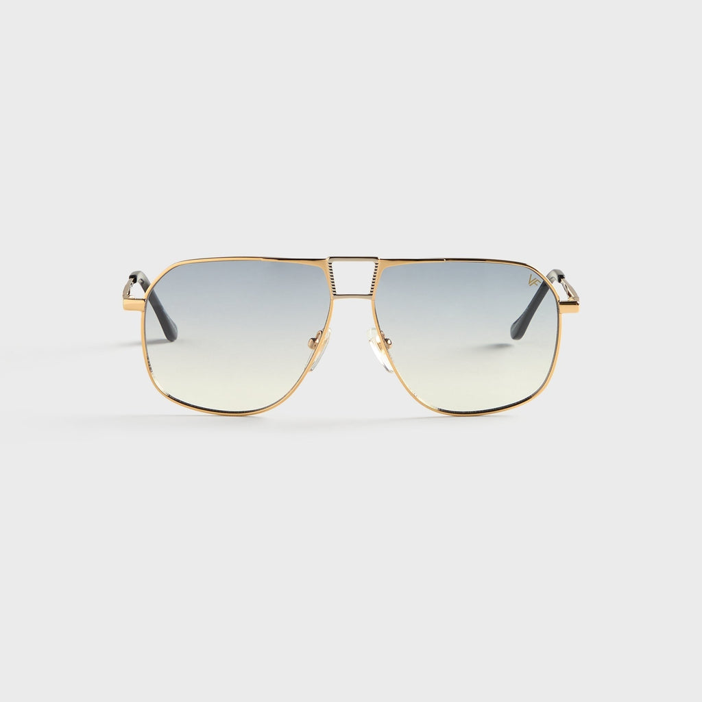 Vintage Frames Bellagio Two-Tone Yellow & White Gold Sunglasses - Asphalt Gradient