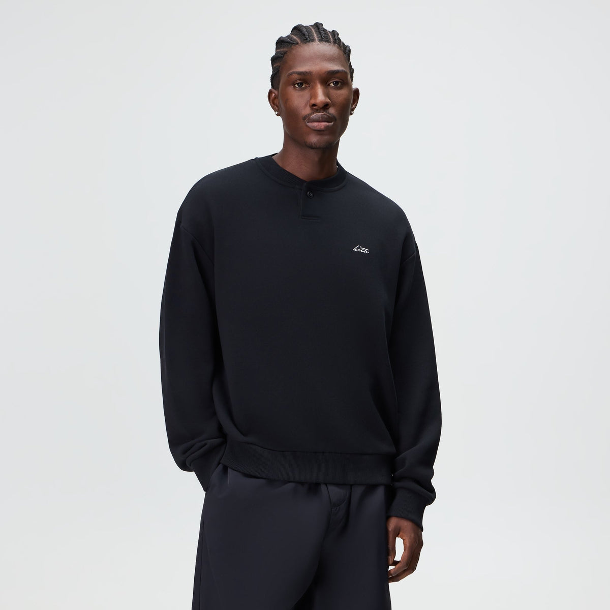 Kith Heavy Loop Henley Nelson Pullover - Black