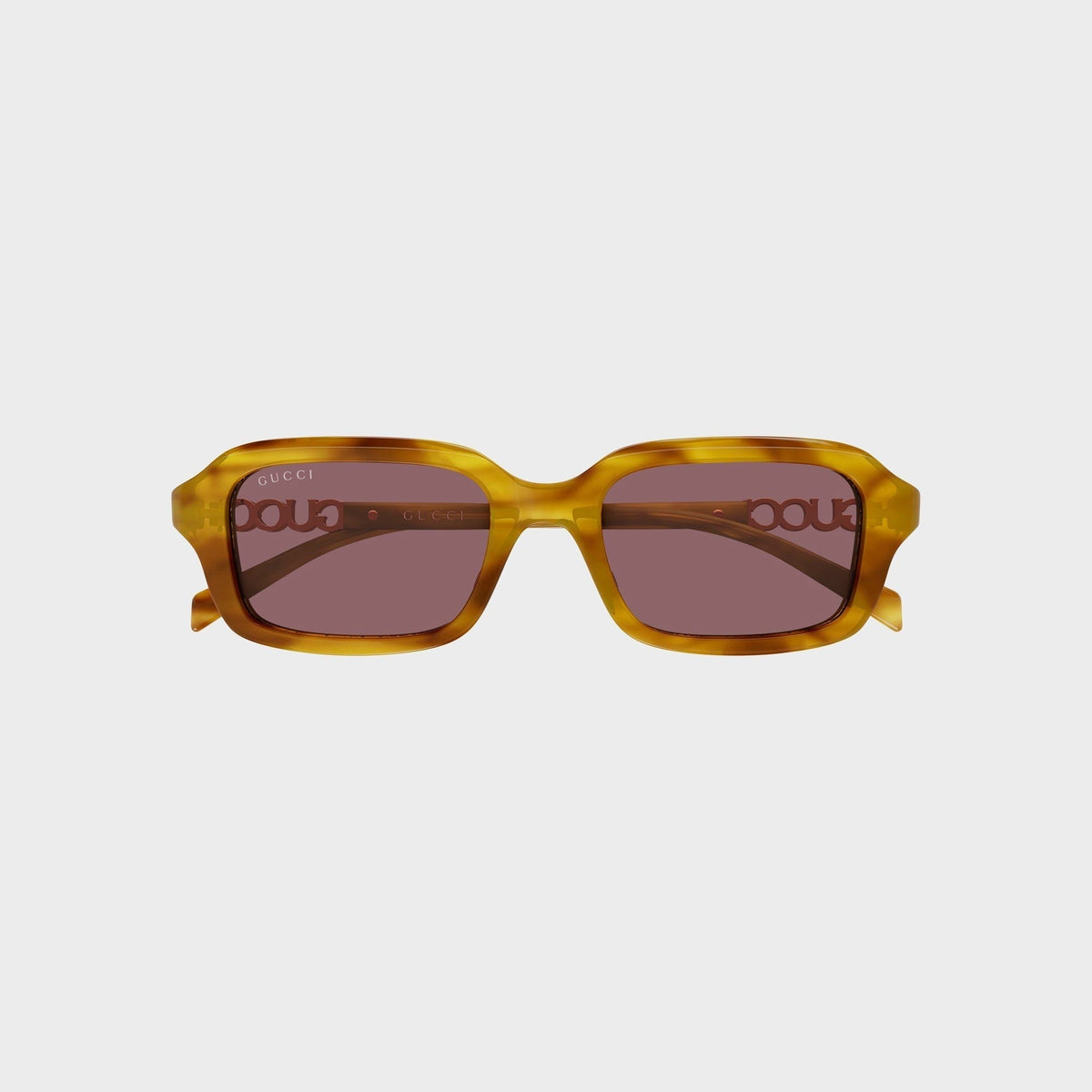 Gucci Rectangular Frame Sunglasses - Havana / Red