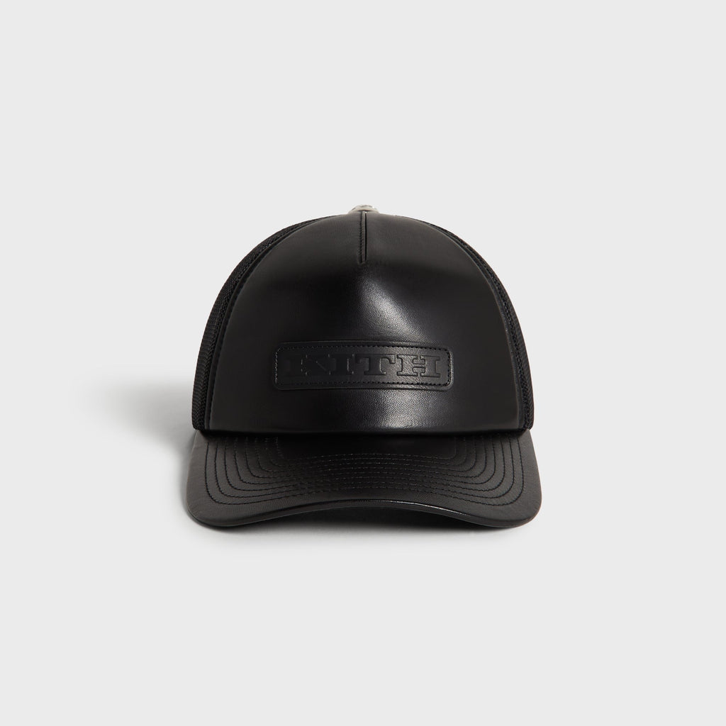 Kith Smooth Leather Nolan Trucker Hat - Black