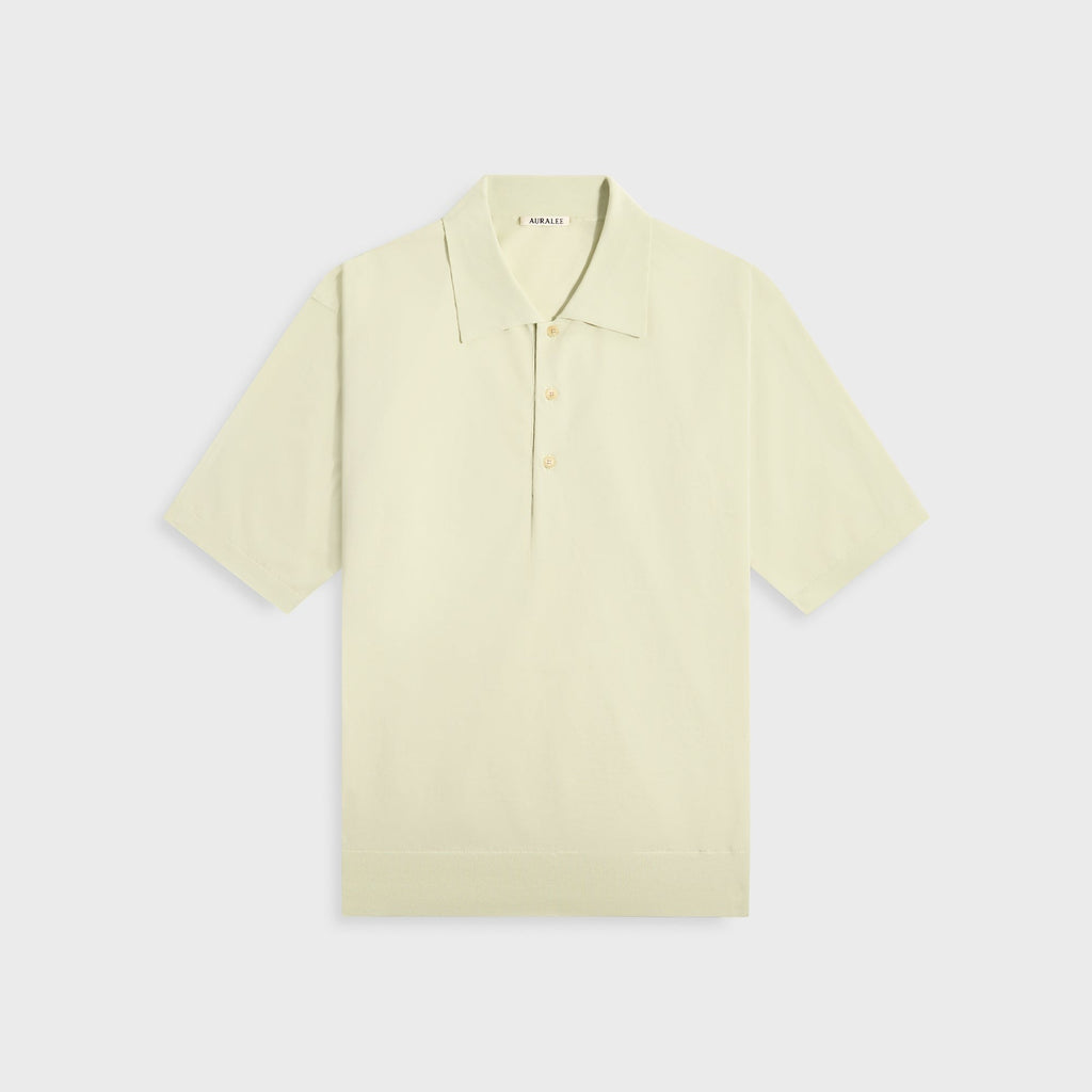 Auralee Super High Gauge Cotton Knit Polo - Light Pistachio