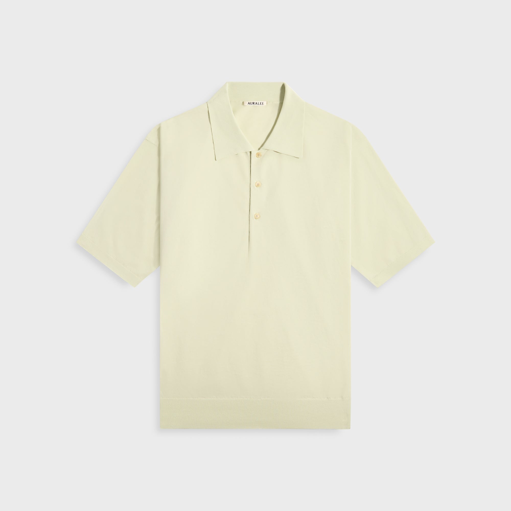 Auralee Super High Gauge Cotton Knit Polo - Light Pistachio