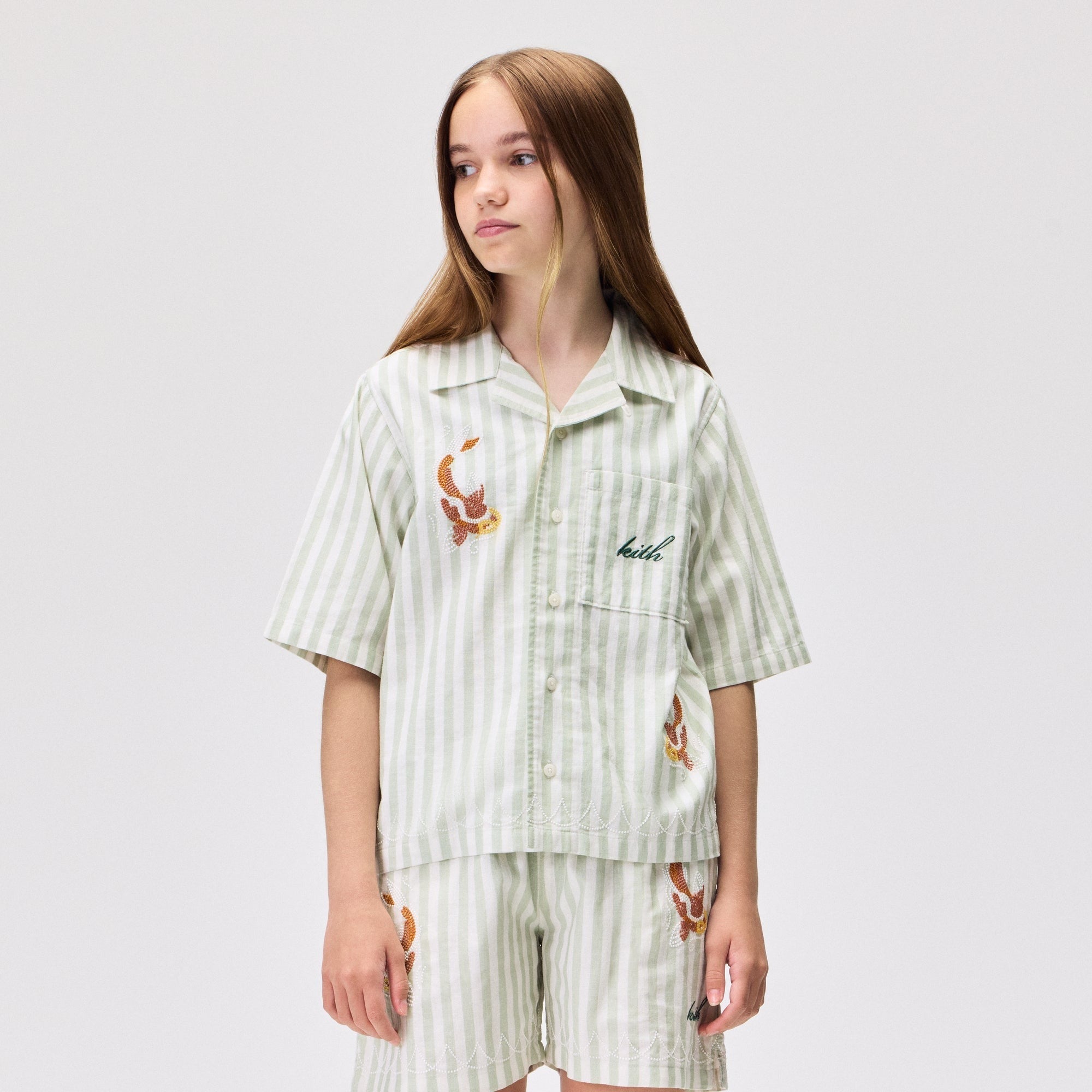 Kith Kids Embroidered Thompson Camp Shirt - Sage