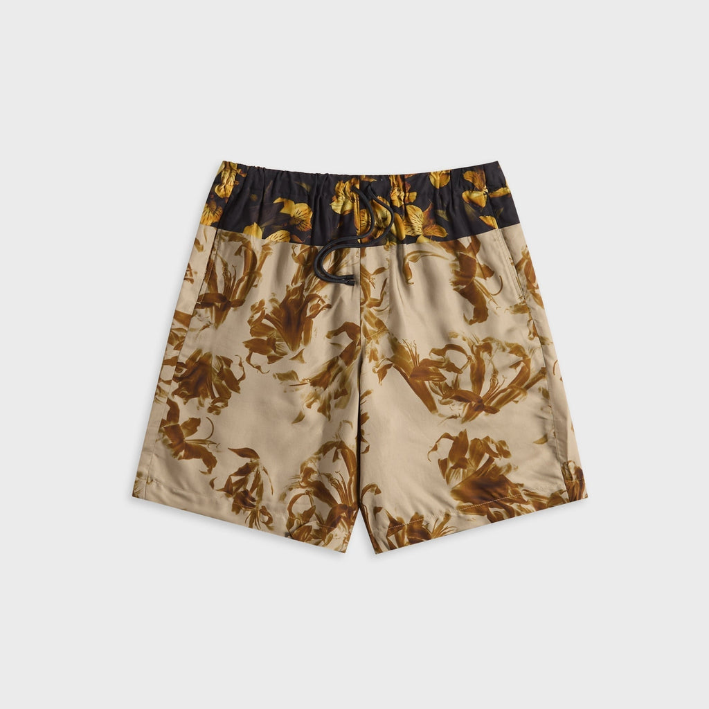 Dries Van Noten Nerine Flower Border Print Viscose Short - Beige