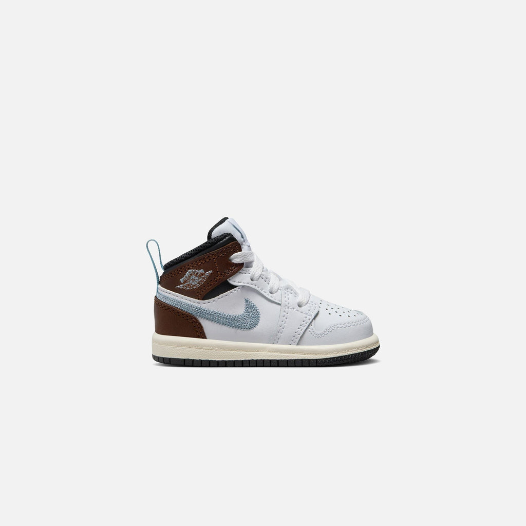 Jordan TD Air Jordan 1 Mid SE - White / Blue Grey / Black Sail