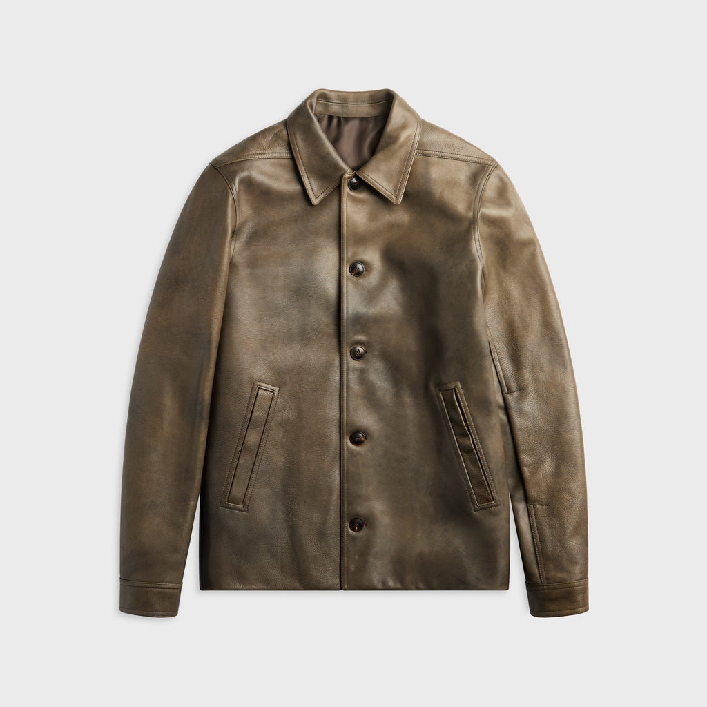 Rick Owens Buttoned Brad Leather Jacket - Washed Black