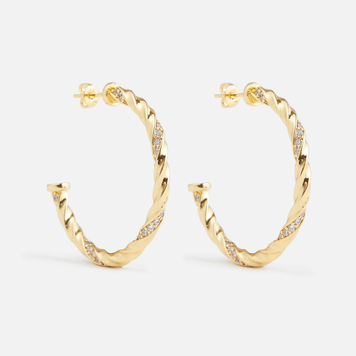 Crystal Haze Rope Chain Hoops - Gold