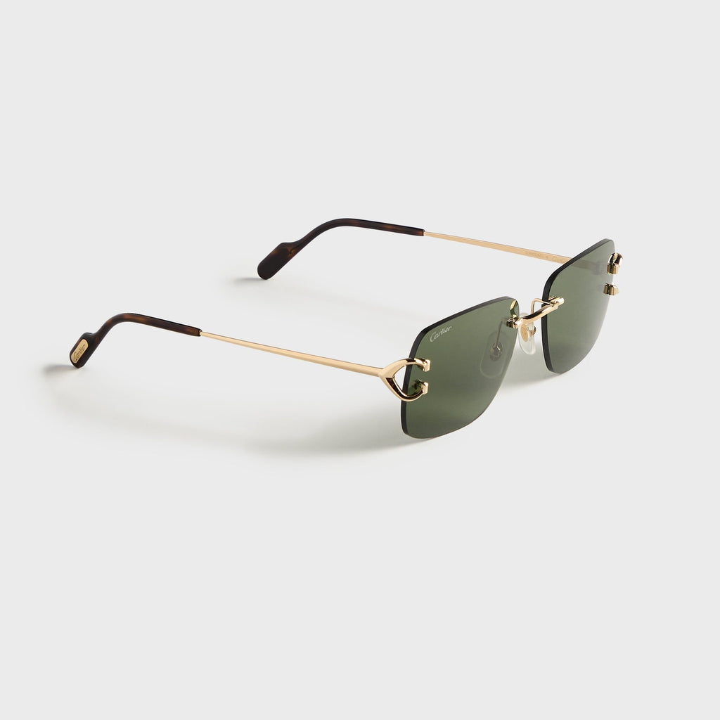 Cartier Piccadilly Man Metal Sunglasses - Gold / Green