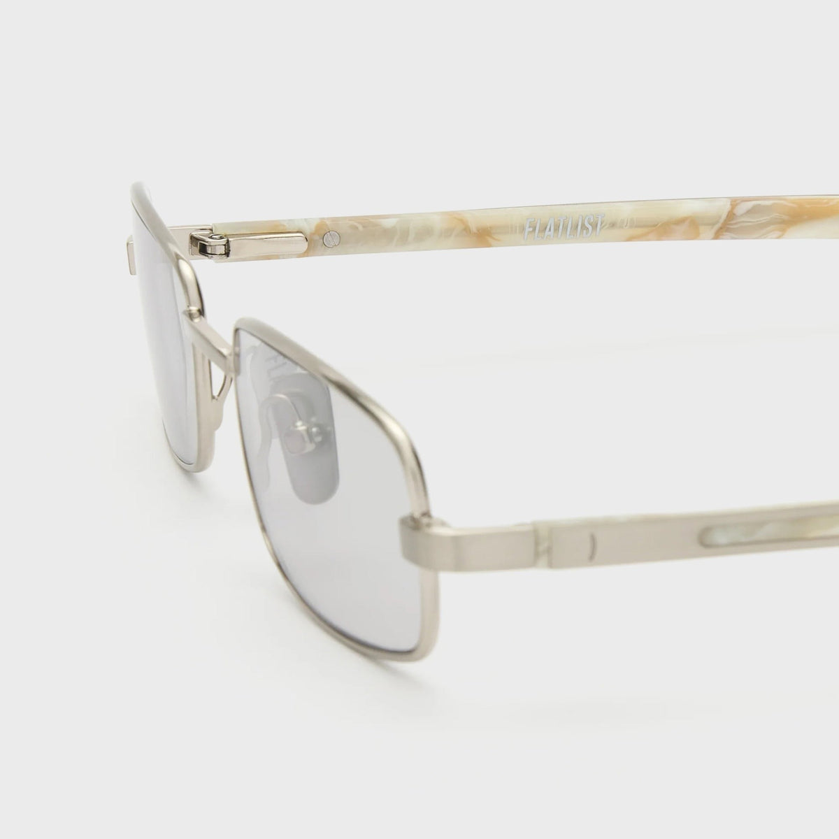 Flatlist Sting Sunglasses - Brushed Silver / Carrara Fantasy / Light Grey