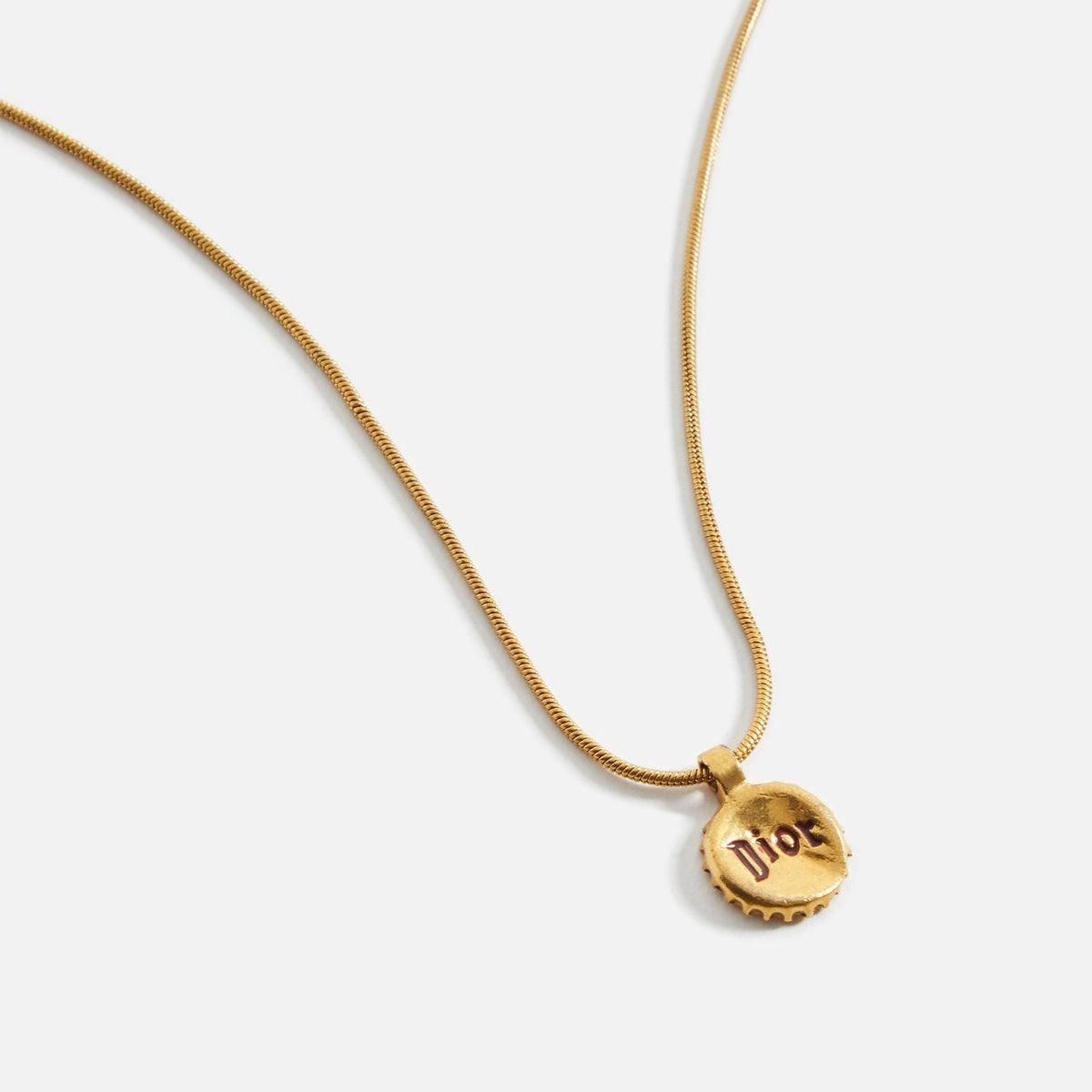 WGACA Dior Logo Medallion Necklace - Gold