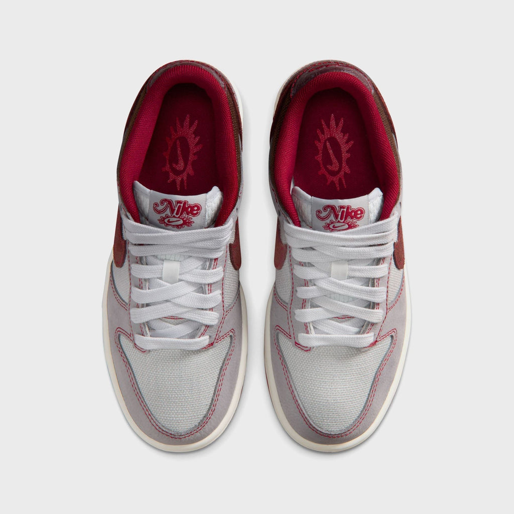 Nike GS Dunk Low LV8 1 - Pure Platinum / Wolf Grey / Team Red / Burgundy Crush