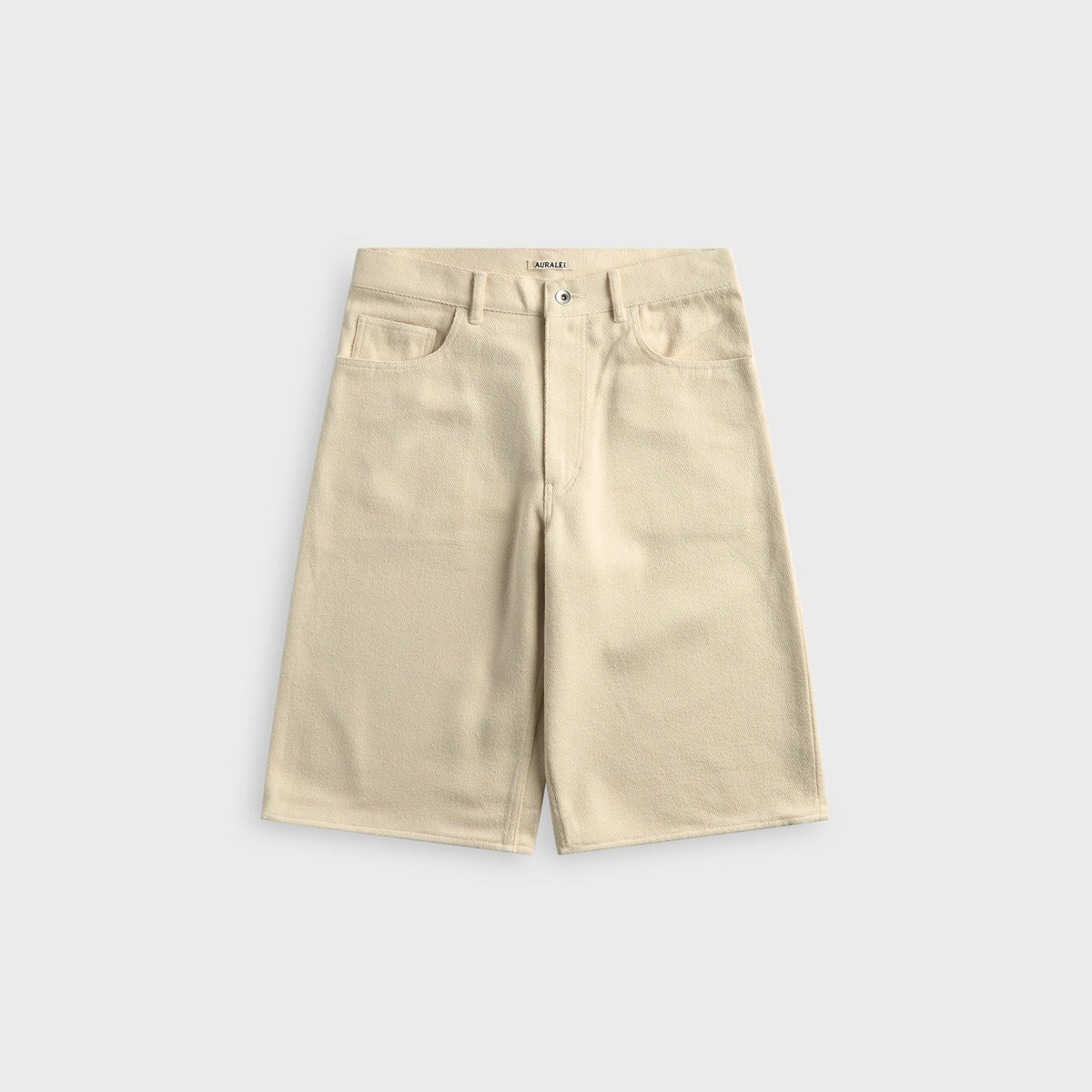 Auralee Silk Denim Wide Short - Ivory / White