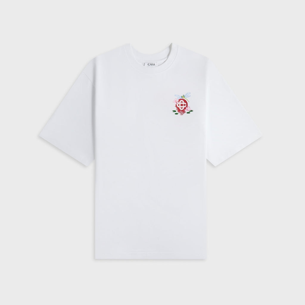 Casablanca Dragonfly Floral Printed Oversized Tee Jersey - White