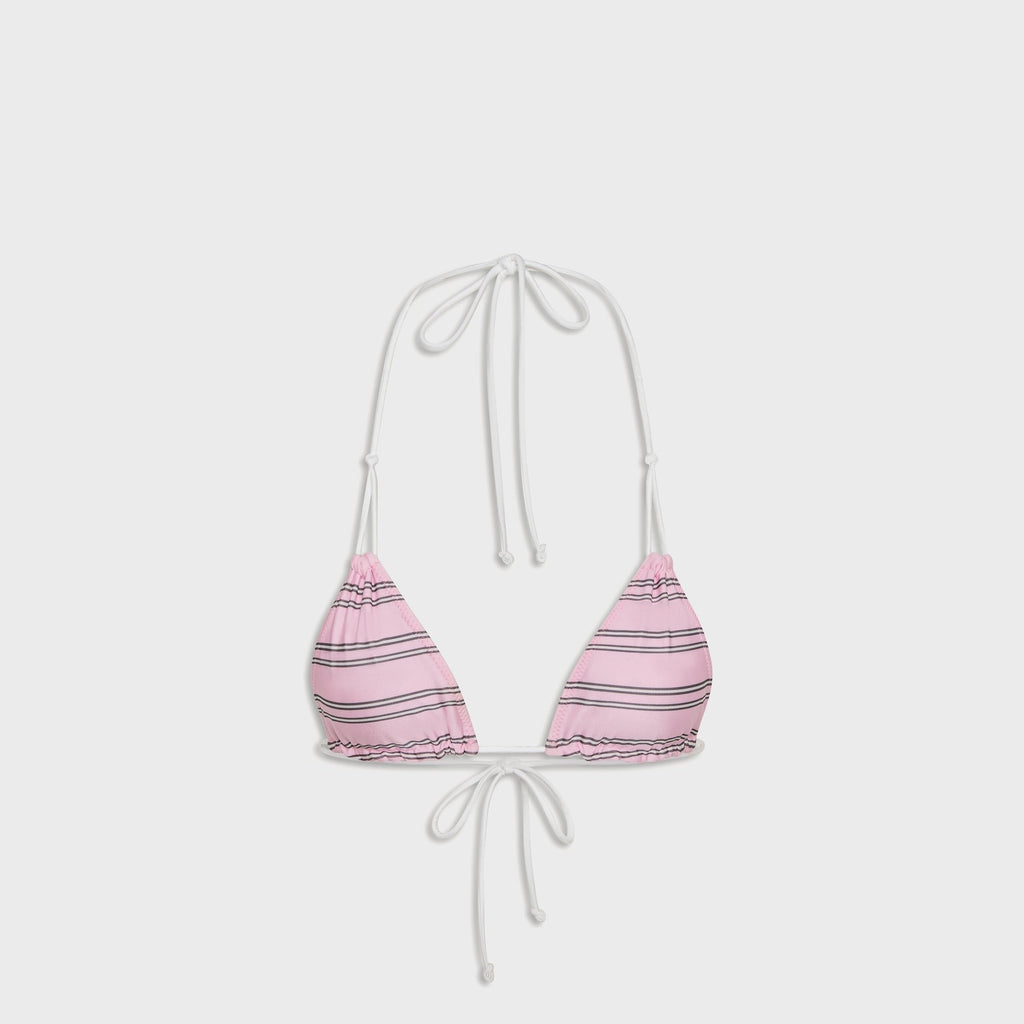 Frankies Bikinis Reversible Ari Satin Top - Pink Stripe