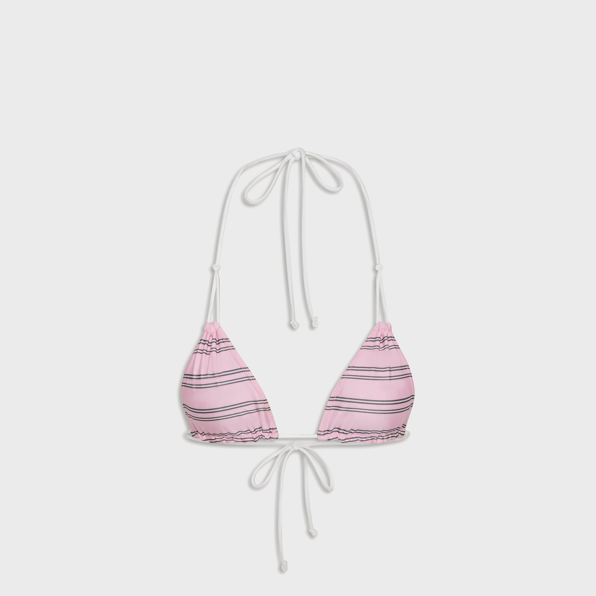 Frankies Bikinis Reversible Ari Satin Top - Pink Stripe