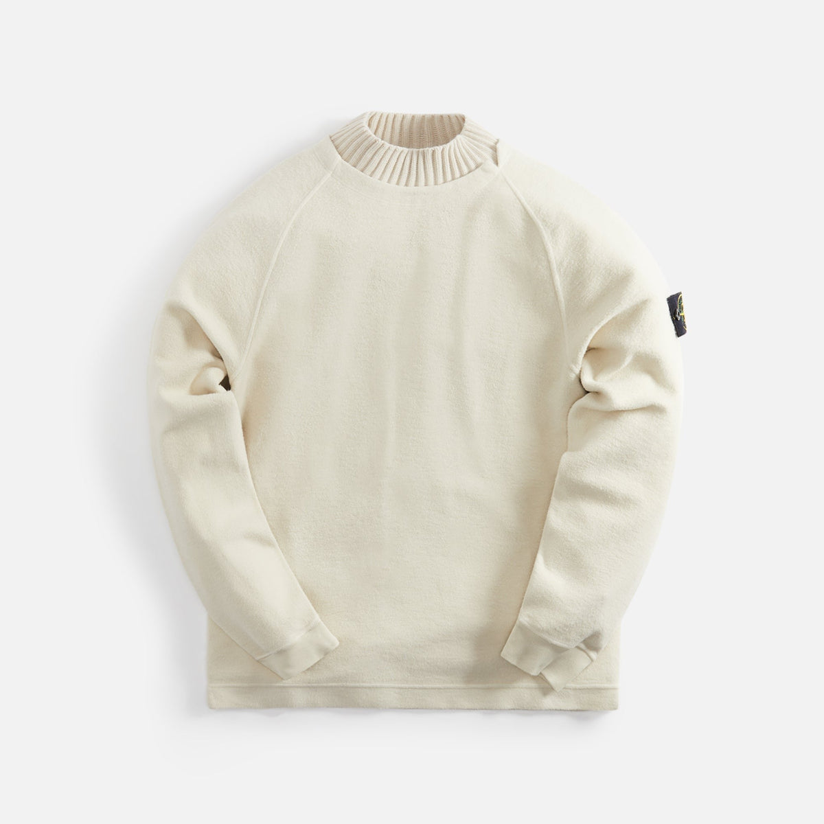 Stone Island Fill Rib Pure Wool Mock Neck Knit - Plaster