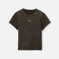 Alexander Wang Glitter Essential Jersey Shrunk Tee With Puff Logo - Army Green