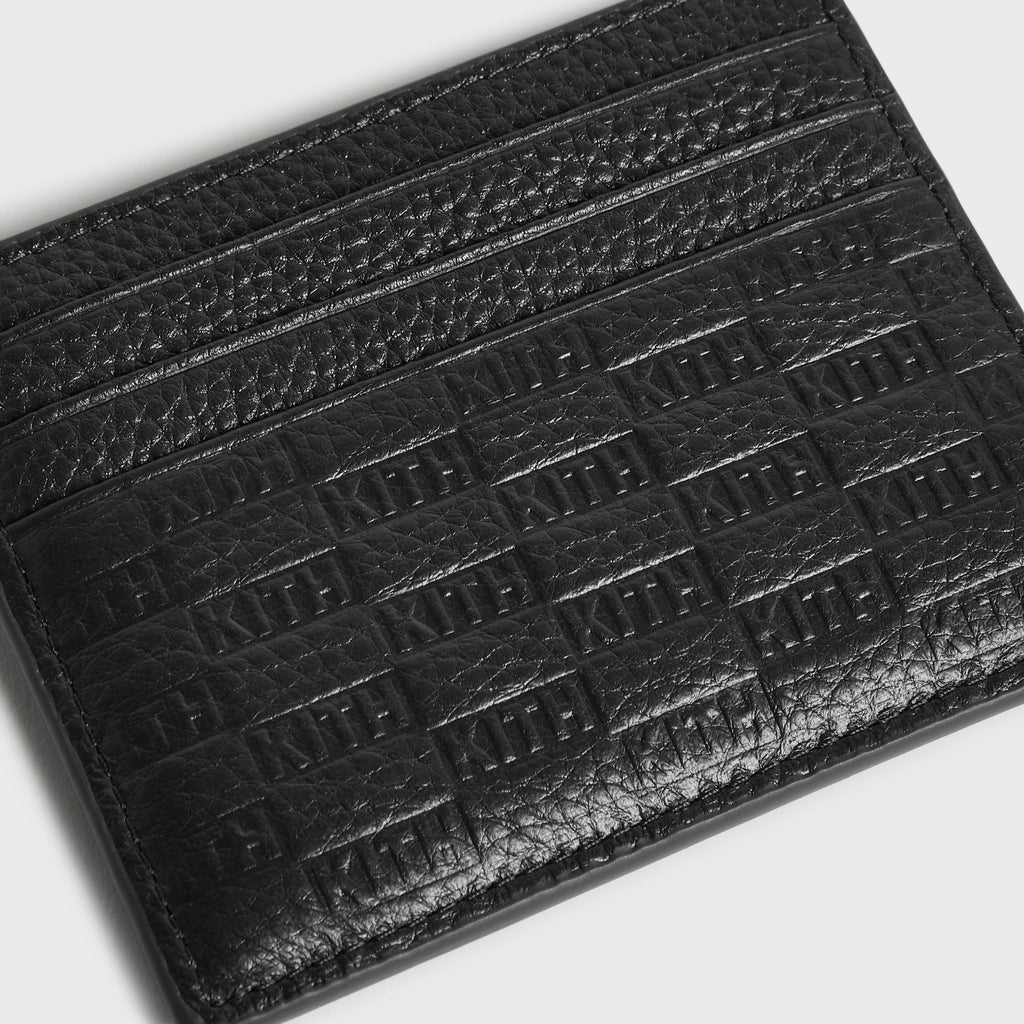 Kith Monogram Tumbled Leather Card Holder - Black