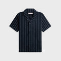 Orlebar Brown Hawkin Towelling Relaxed Fit Stripe Shirt - Night Iris / White Sand