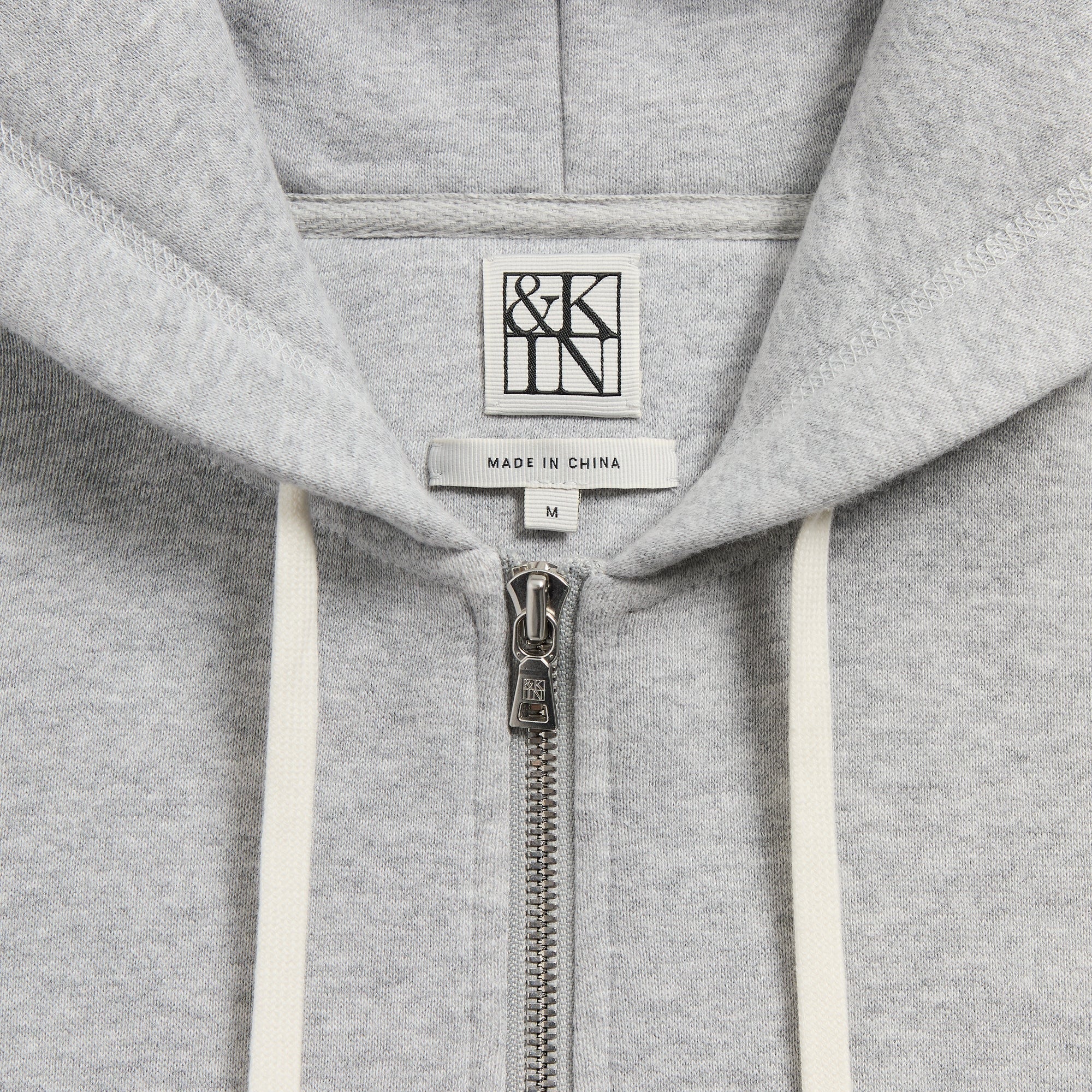 &Kin Plush Fleece Hiroshi Zip Front Hoodie - Medium Heather Grey