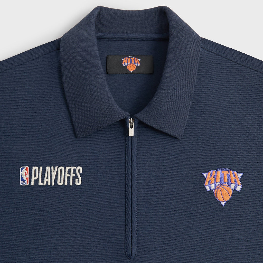 Kith for the New York Knicks Playoffs Zip Front Performance Knit Polo - Nocturnal