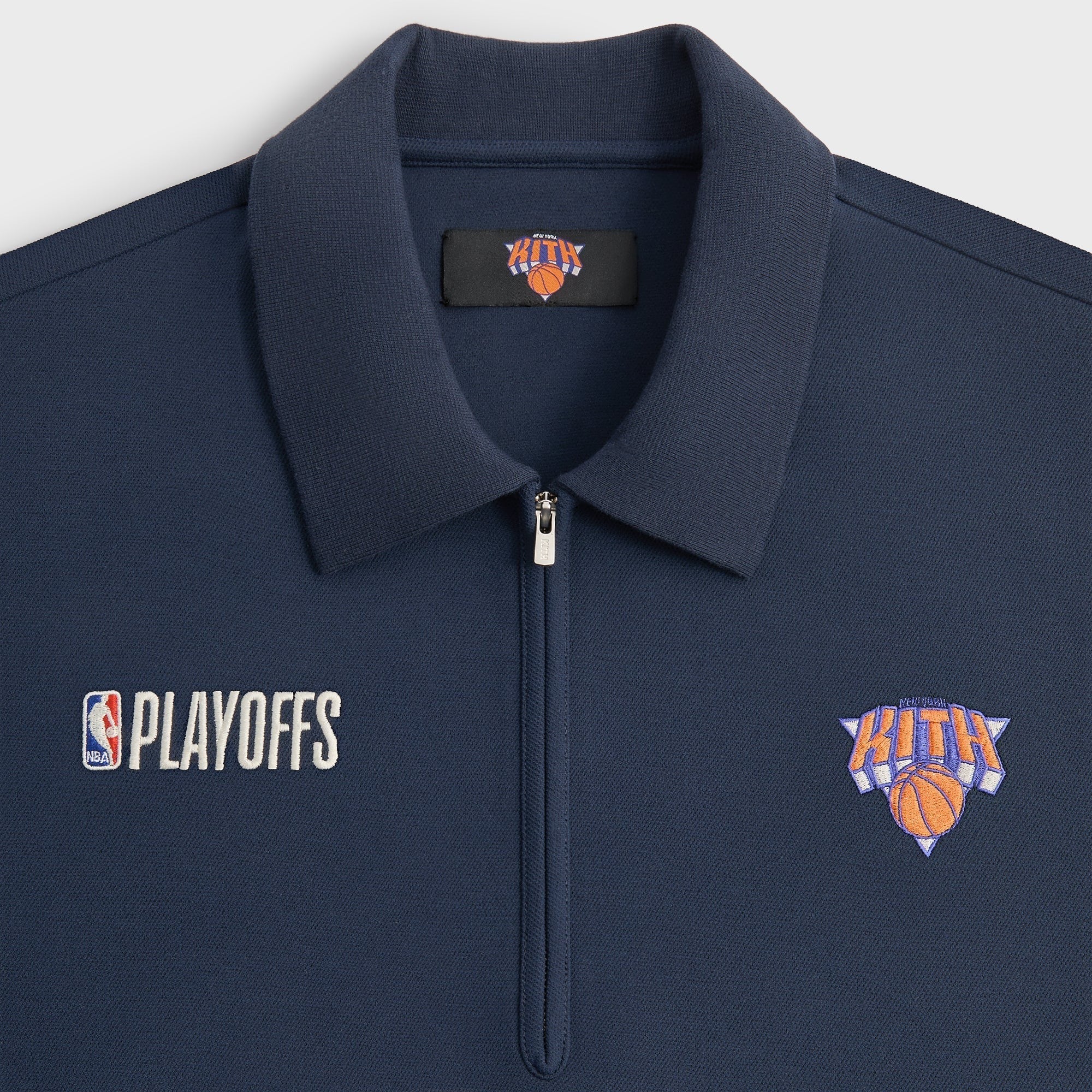 Kith for the New York Knicks Playoffs Zip Front Performance Knit Polo - Nocturnal