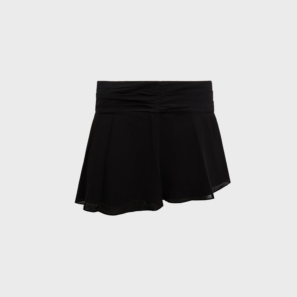 GUIZIO Chiffon Slit Mini Skirt - Black