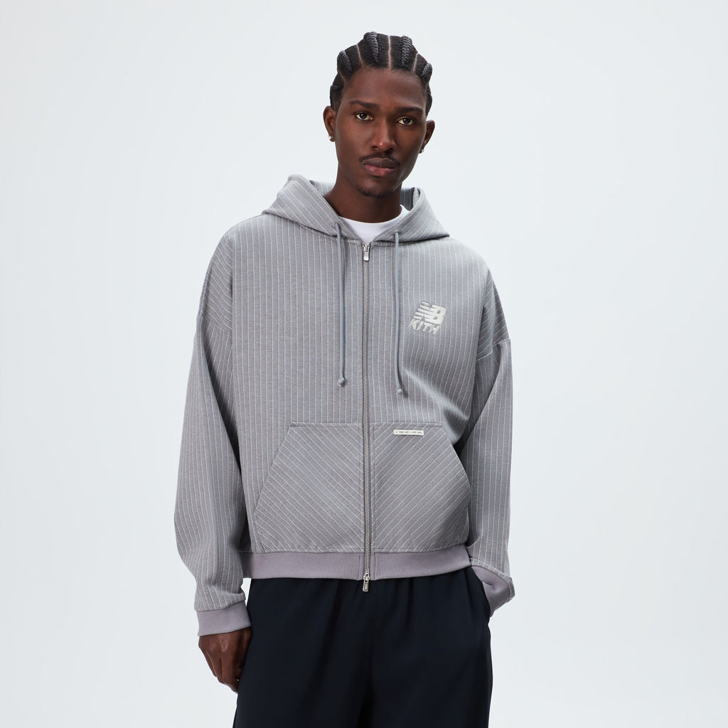 Kith & New Balance Pinstripe Braxton Zip Hoodie - Smoke