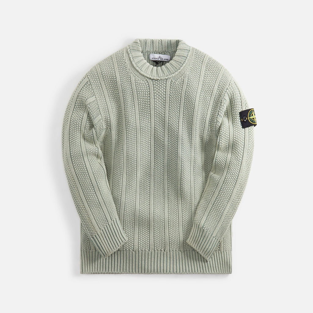 Stone Island Pure Wool Reverse Stitch Knit Crewneck - Sage