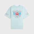 Casablanca Blades Printed Oversized Tee - Pale Blue