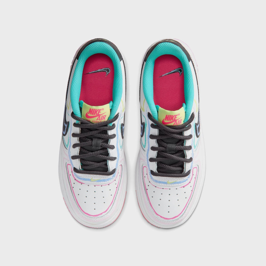 Nike GS Air Force 1 Low - White / Hyper Pink / Dusty Cactus / Anthracite