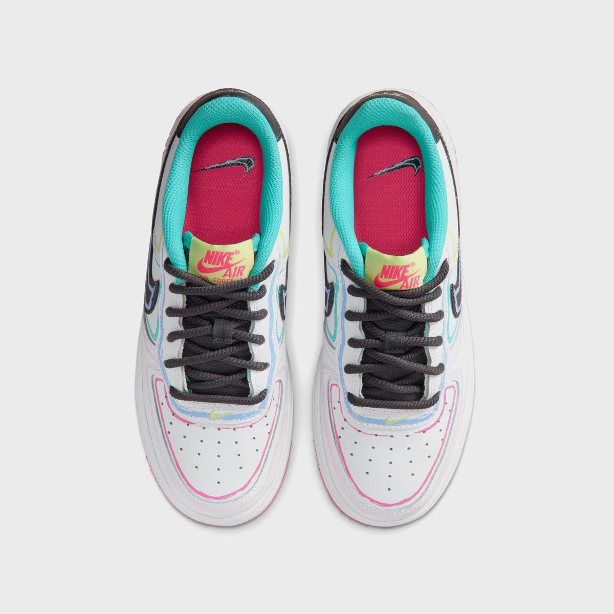 Nike GS Air Force 1 Low - White / Hyper Pink / Dusty Cactus / Anthracite