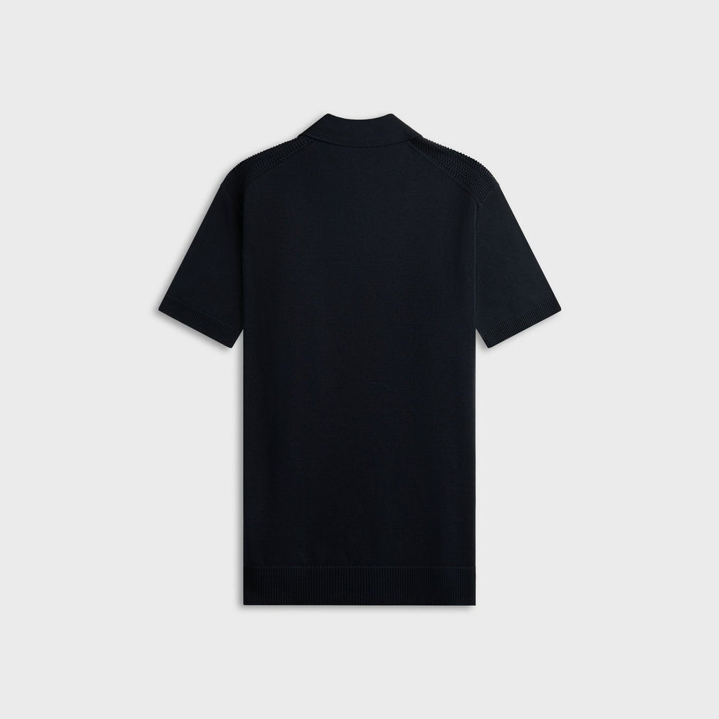 Orlebar Brown Burnham Tailored Fit Tie Stitch Knit Polo Shirt - Night Iris