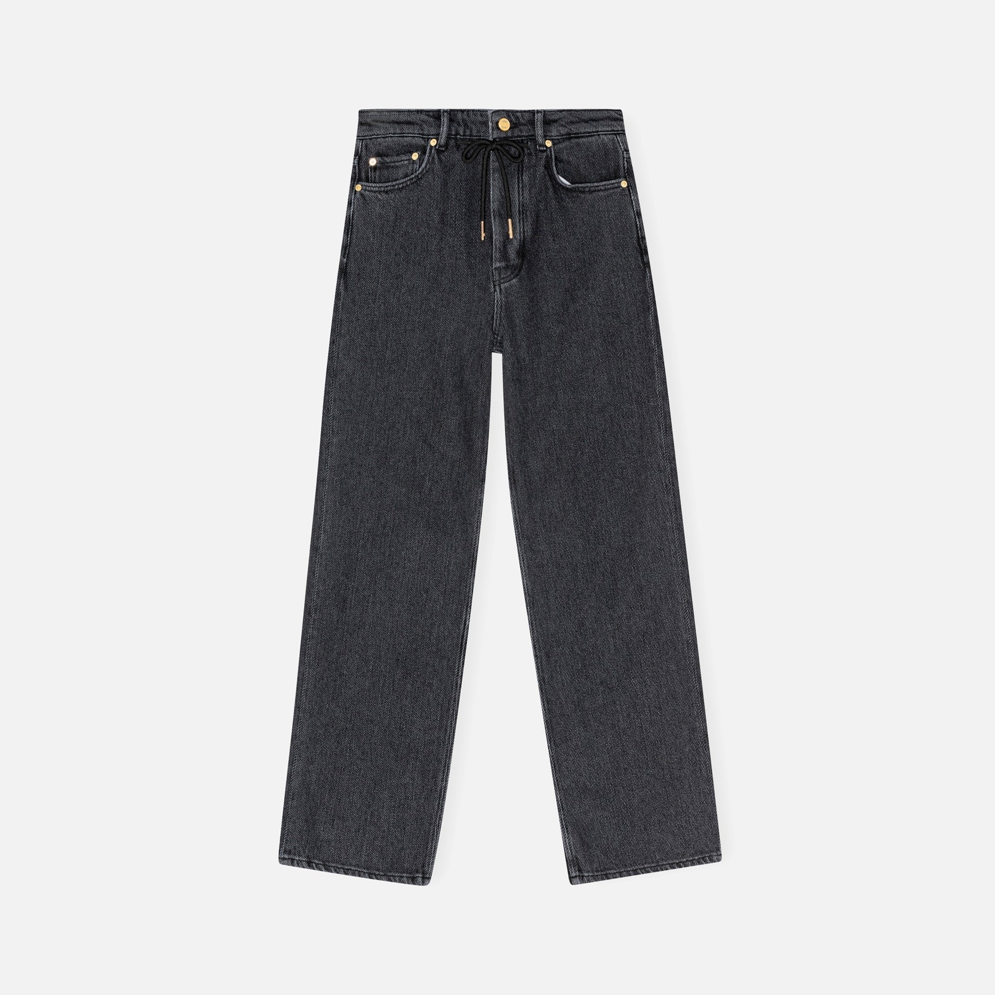 Ganni Heavy Denim Izey Drawstring - Black