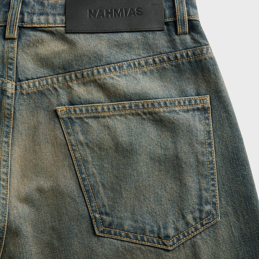 NAHMIAS Waxed Baggy Jean - Dark Waxed Indigo