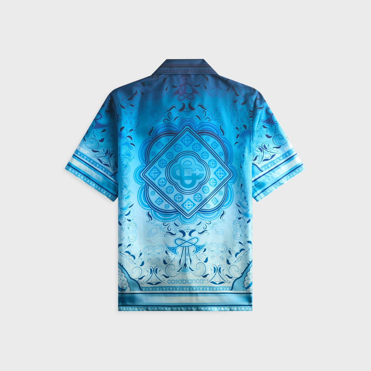 Casablanca Gradient Egyptian Rug Short Sleeve Silk Shirt - Blue