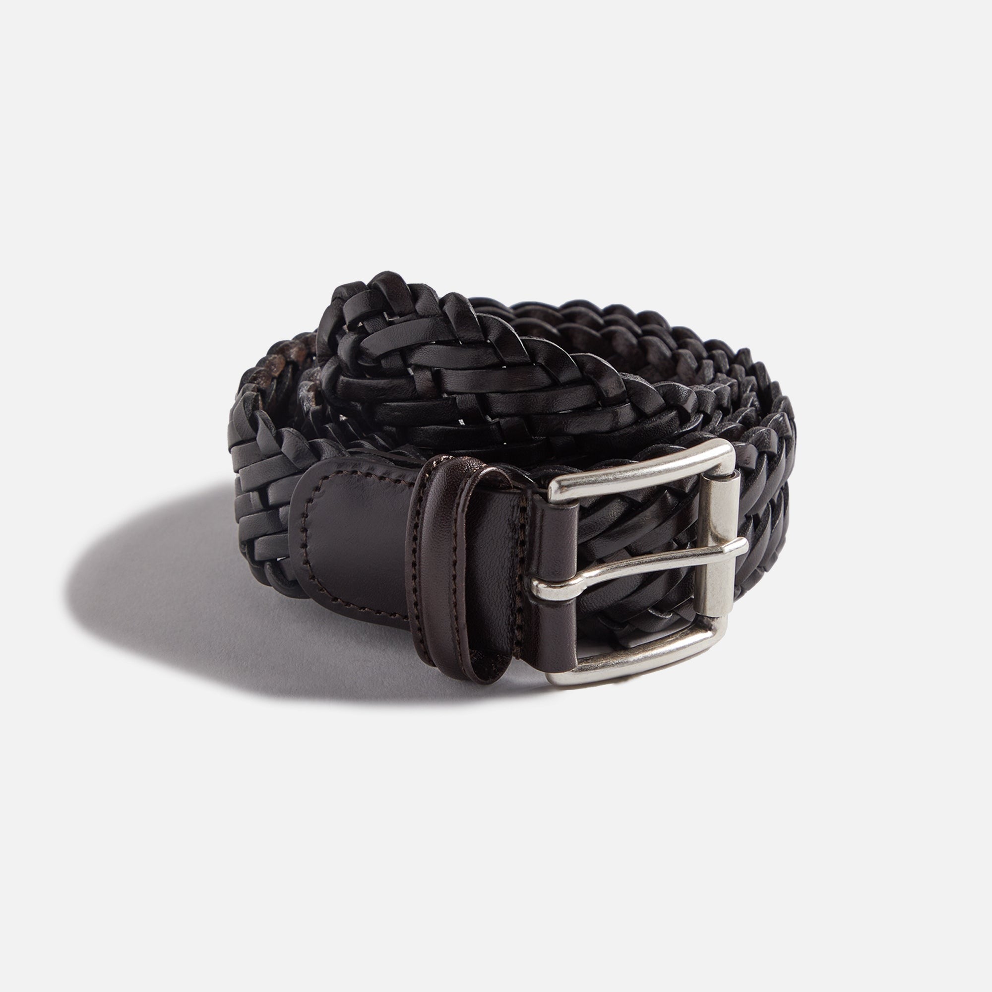 Anderson's Woven Leather Belt - Brown