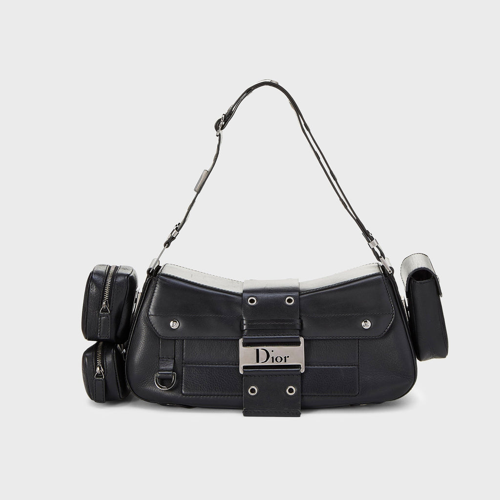 WGACA Dior Leather Street Chic Columbus Shoulder Bag - Black
