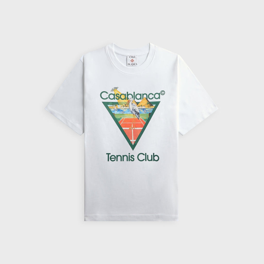 Casablanca Tennis Club Icon Pyramid Abduction Short Sleeve Tee - White