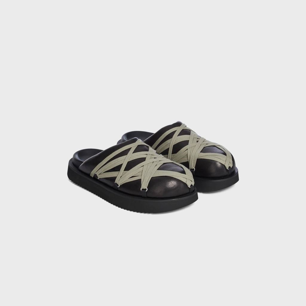 Rick Owens Temple Megalace Slides - Black / Pearl Grey