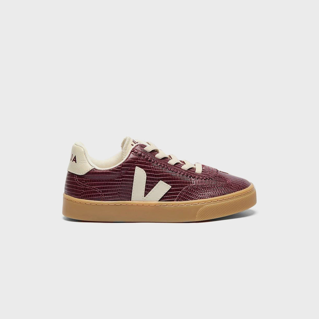 Veja Junior Volley Elastic Laces Leather - Amarante Pierre Natural