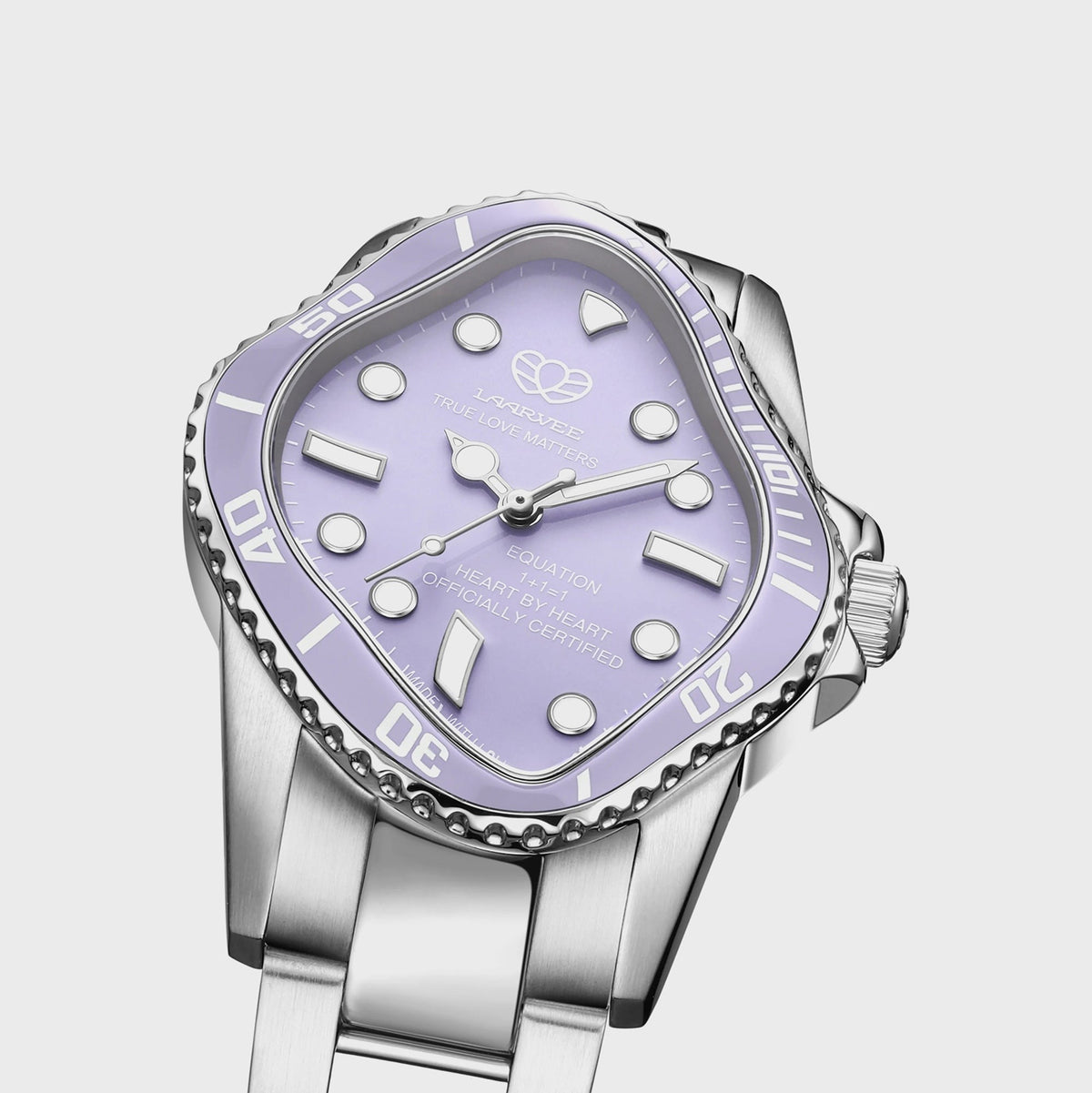 LAARVEE Silver Precision Steel Watch - Lilac Ceramic Bezel / Lilac Dial