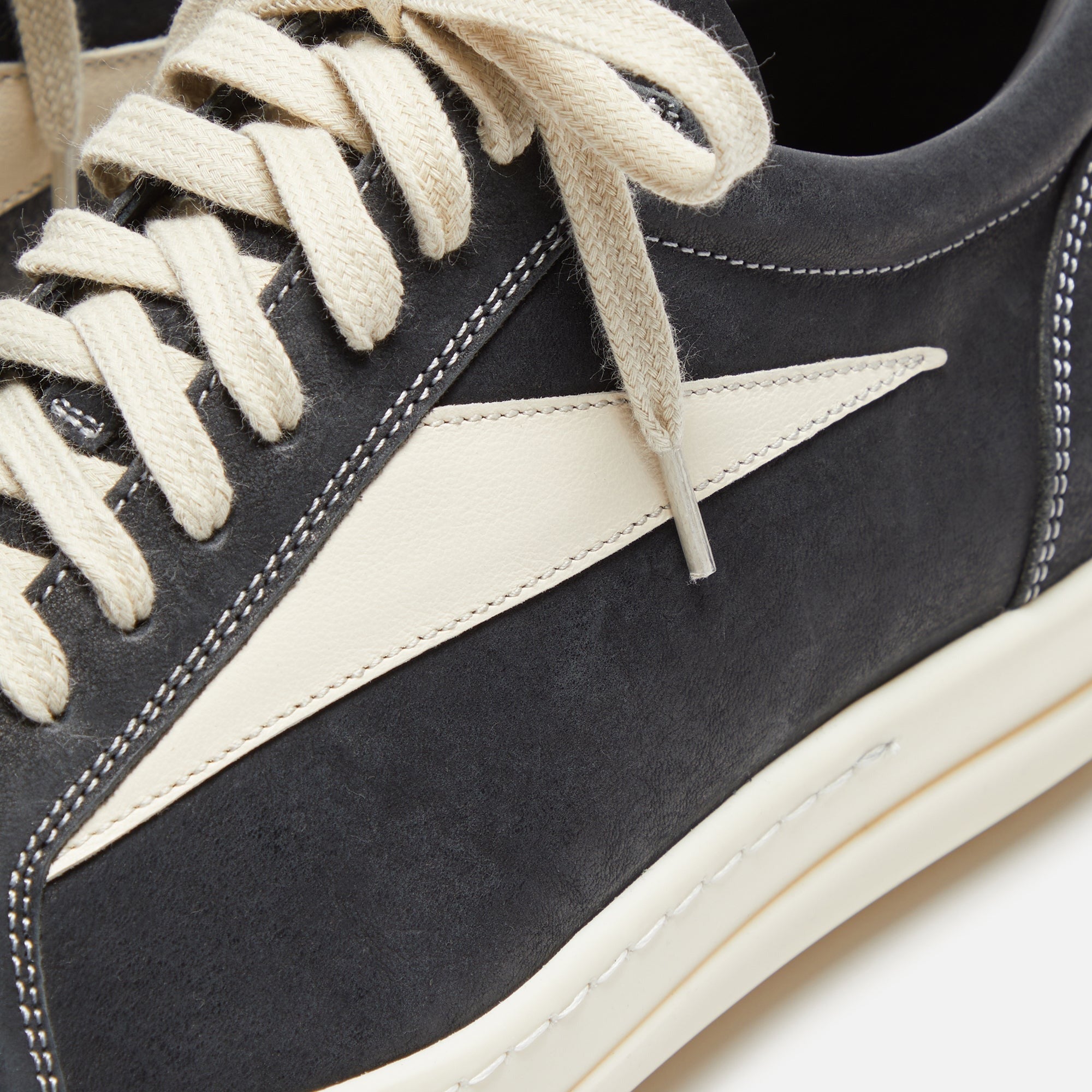 Rick Owens Scarpe Pelle Vintage Sneakers - Black / Milk / Milk