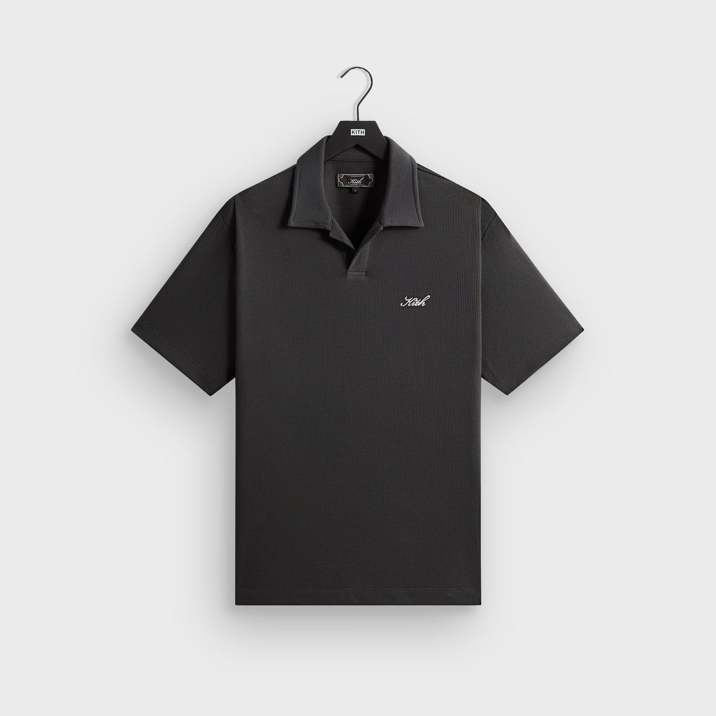 Kith Micro Waffle Drew Polo - Carbon