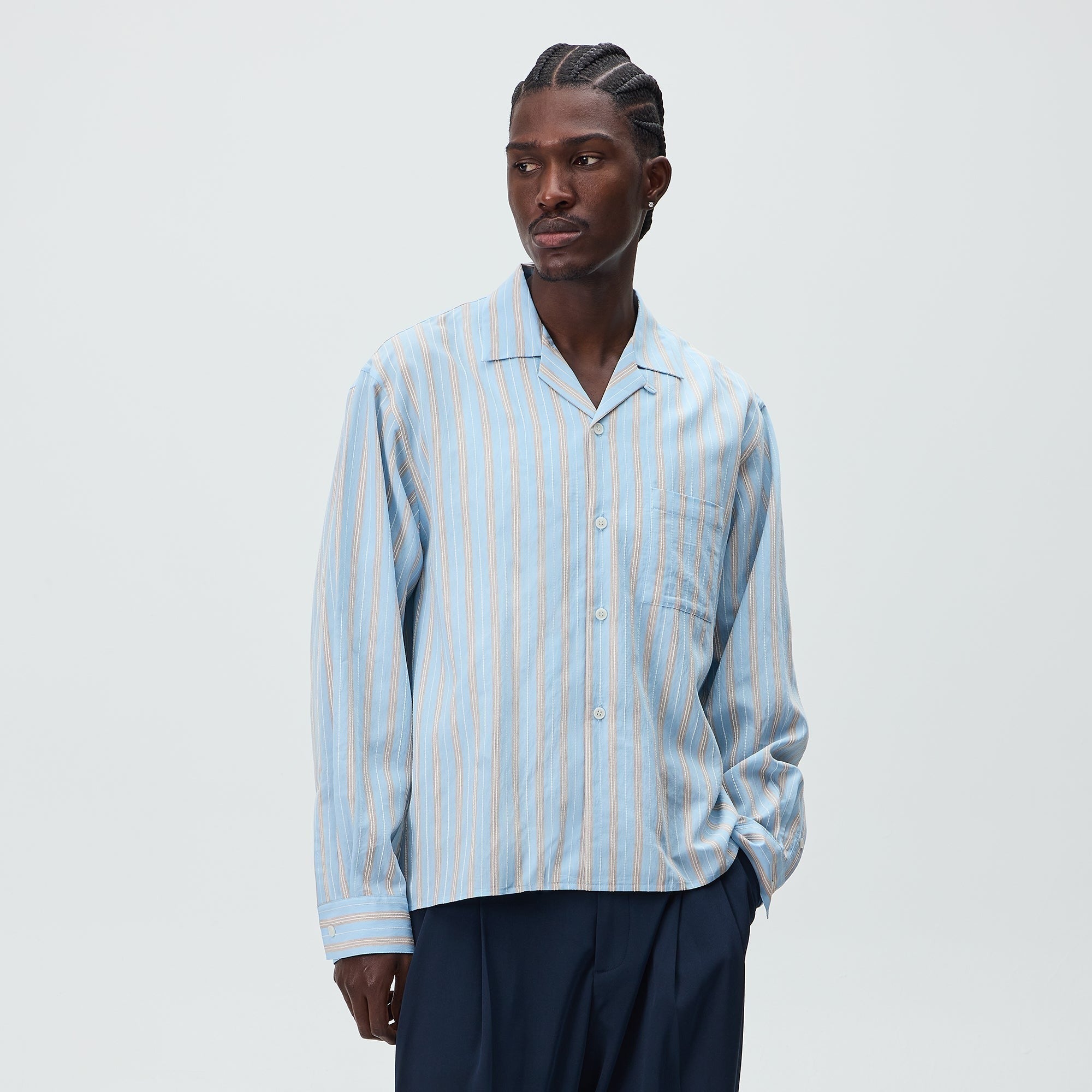 Kith Barre Stripe Long Sleeve Gianni Shirt - Serene