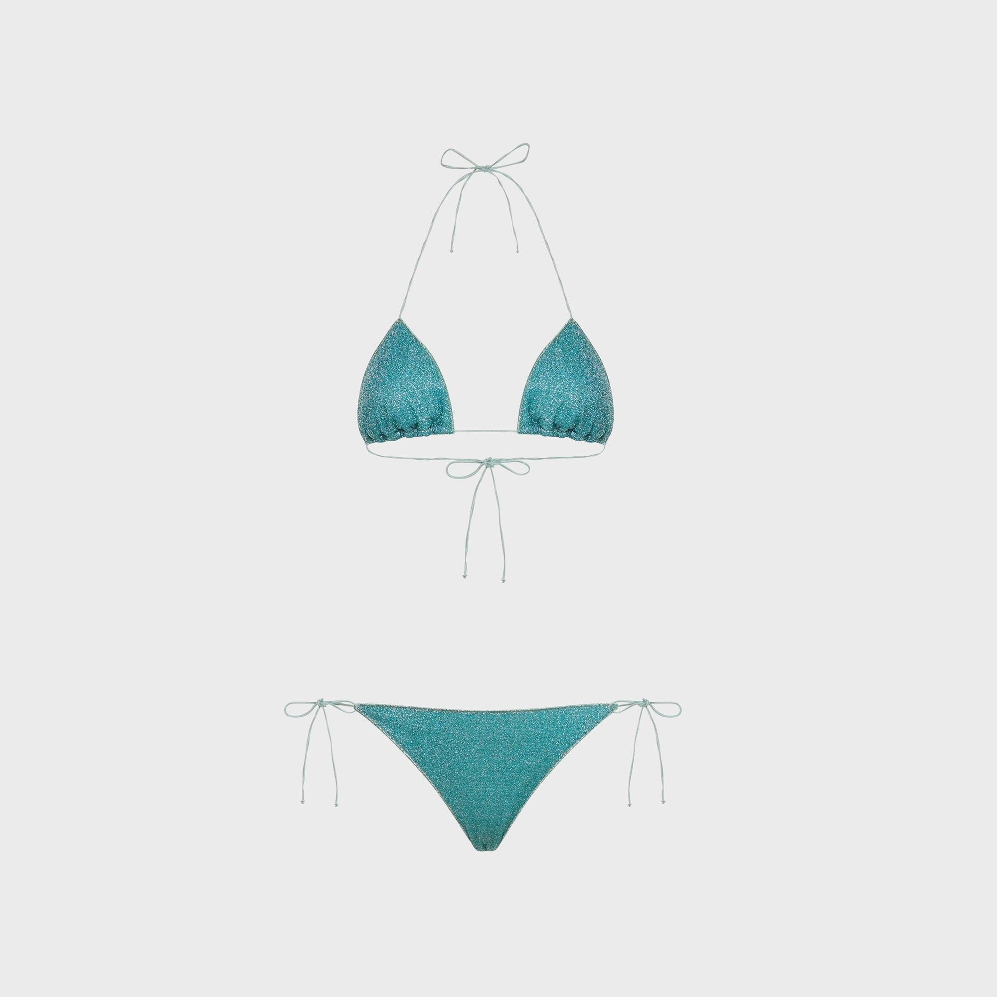 Oseree Lumiere Two Piece Lurex Bikini Set - Sea Turquoise
