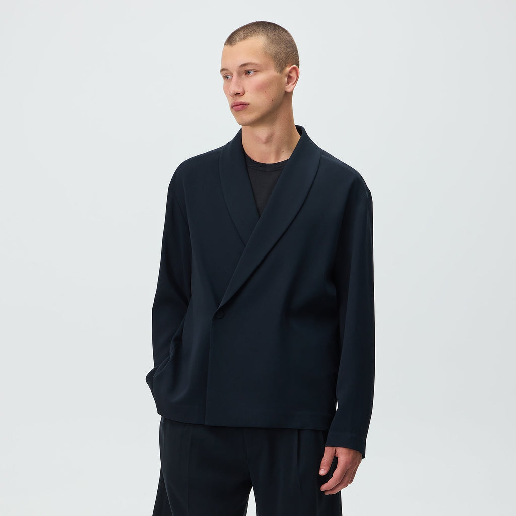 Kith Double Crepe Long Sleeve Thompson Crossover Shirt - Black