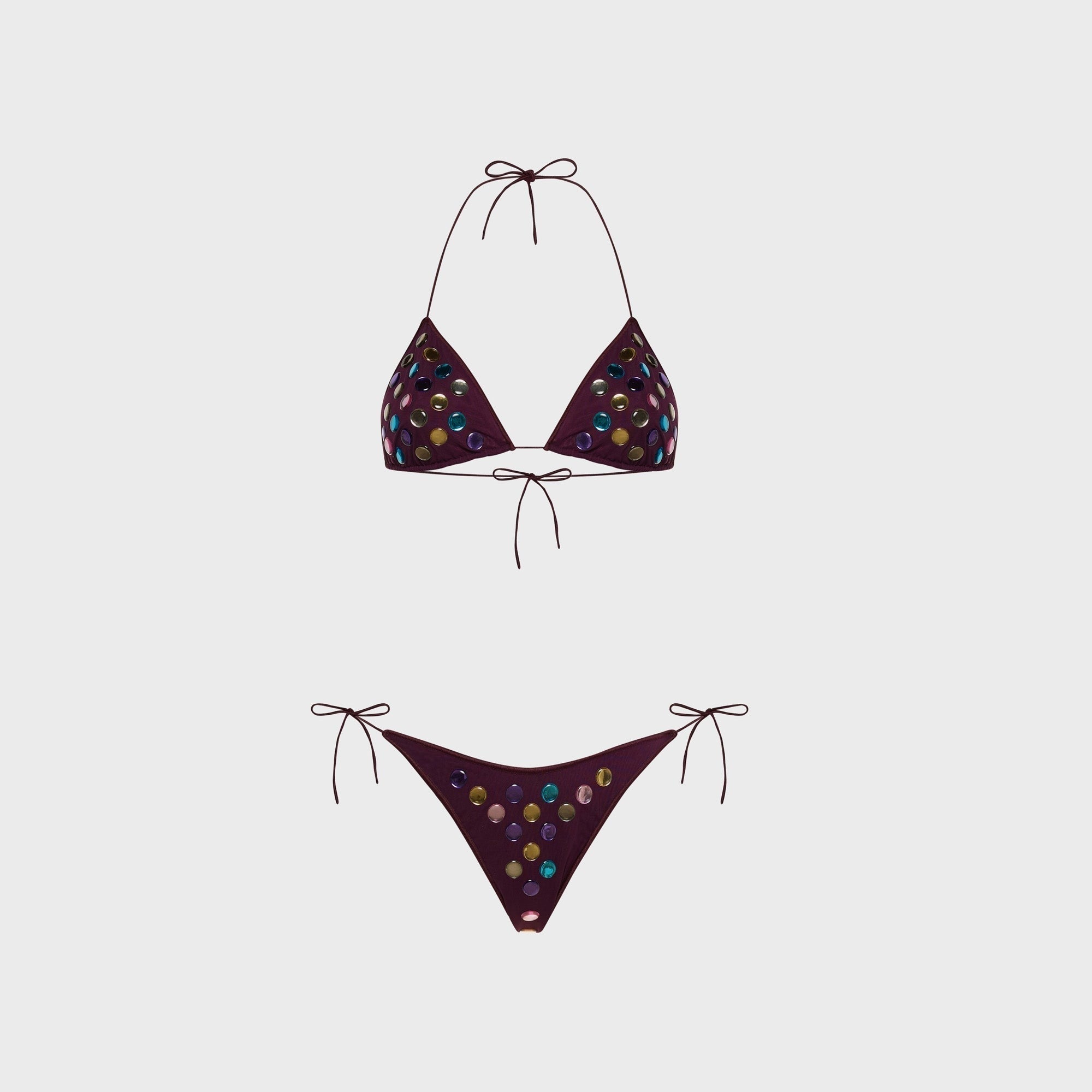 Oseree Bubble Kini Mesh Bikini Set - Plum