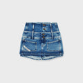 Diesel DE-CORIVA Denim Double Waist Mini Skort - Blue